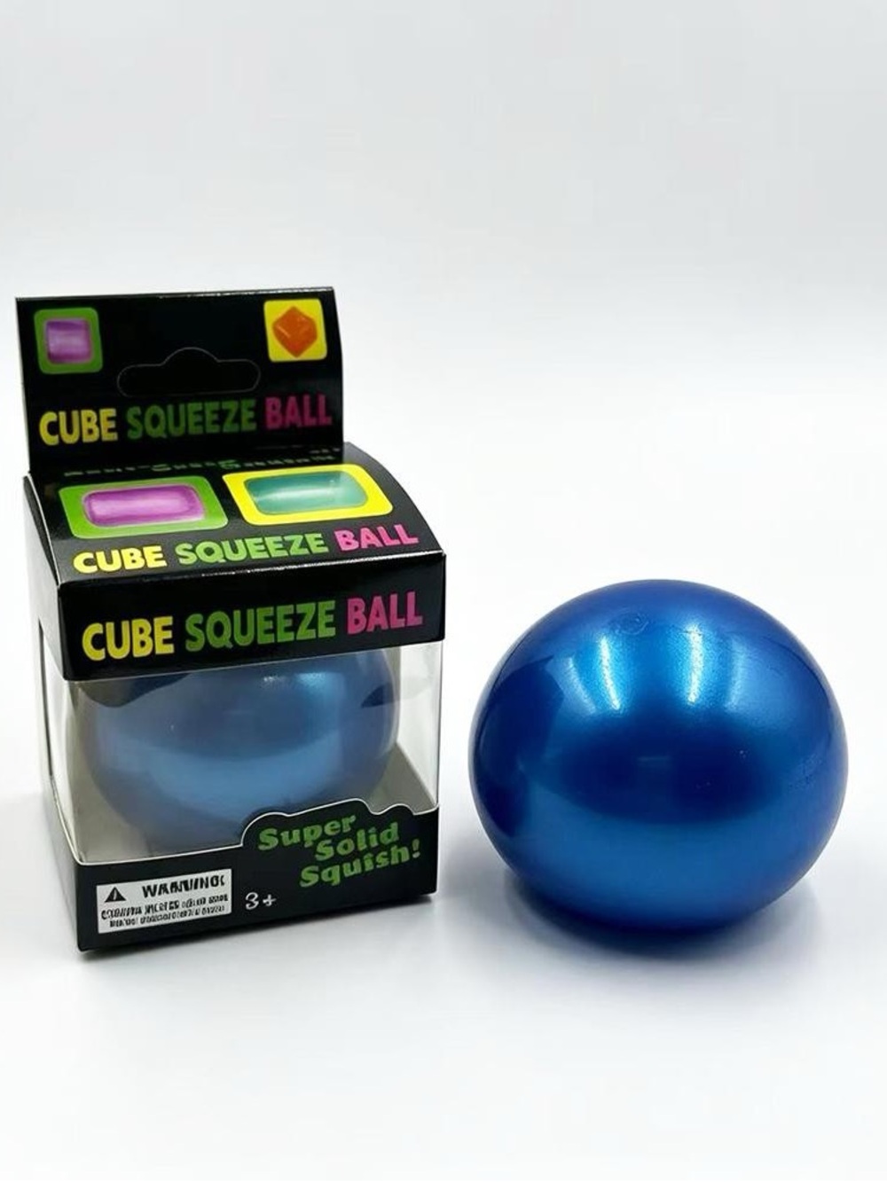 Super Solid Squish Cube Squeeze Ball Fidget Toy Blue